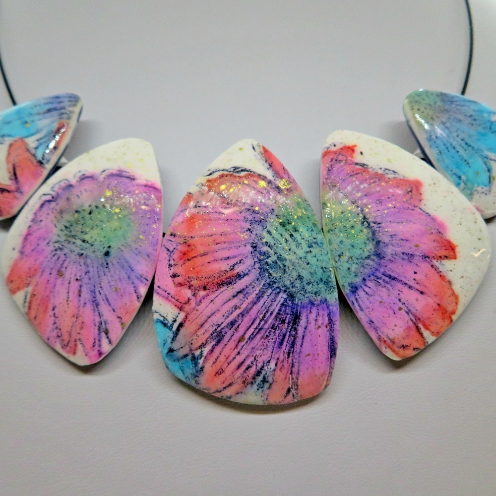 Statement Floral Polymer Clay Necklace